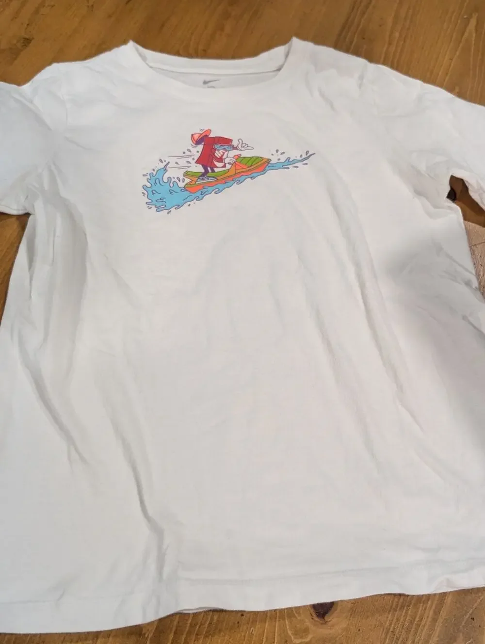 Nike White Graphic Tee, Unisex Youth Large, EGU